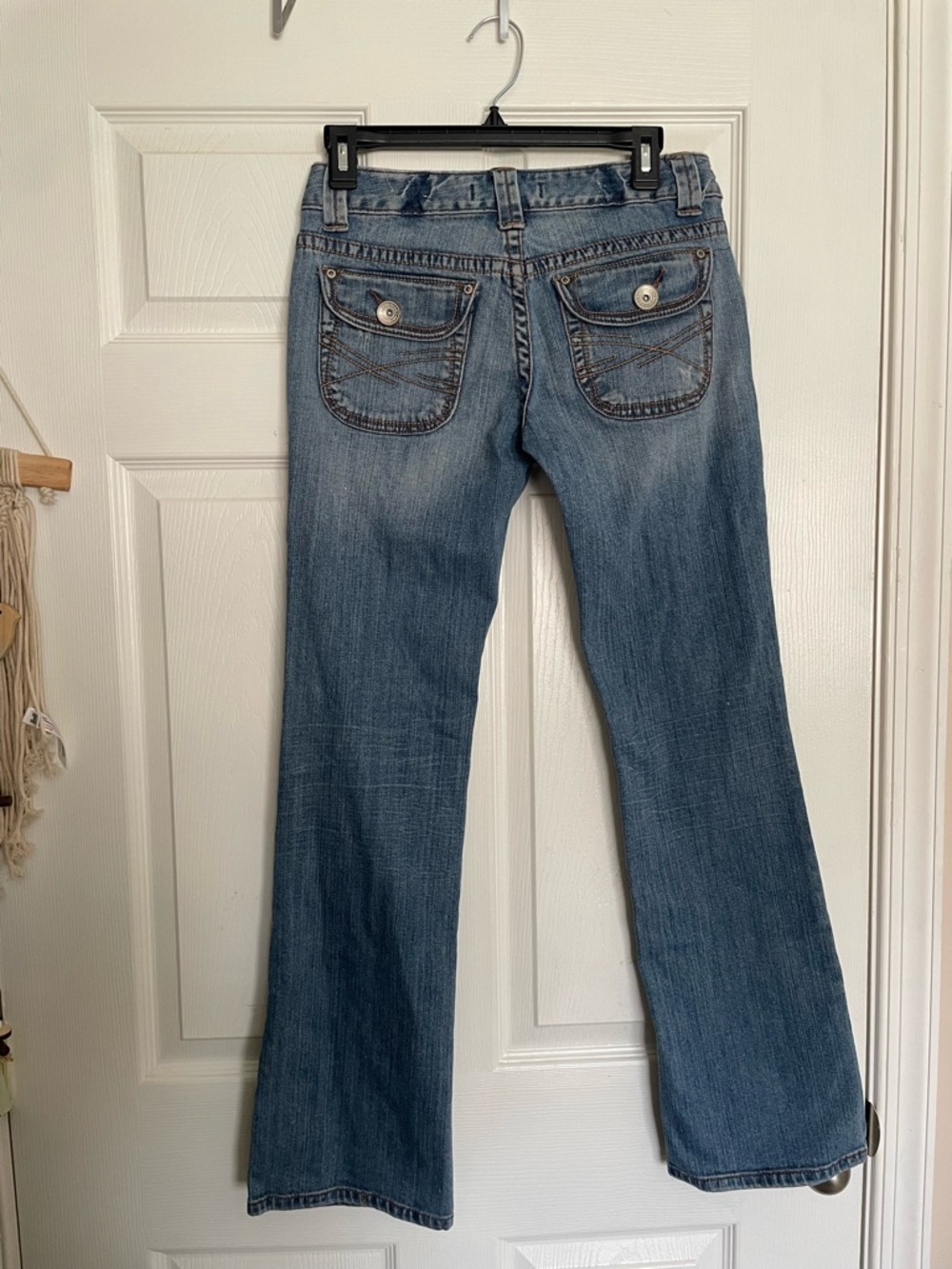 Vintage Aeropostale Women’s Medium Blue Flared Chelsea Bootcut Jeans 3/4 R - Picture 5 of 8